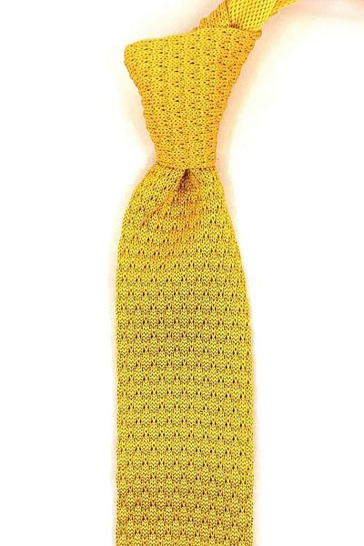 Kravatkolik Yellow Plain Knitted Tie ORN8330