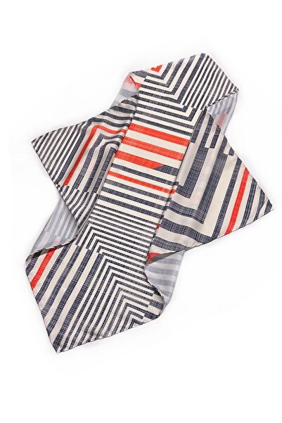 La Pescara Alb - Bandana Esarfa cu model linie afumata 55-55 cm KDNF25