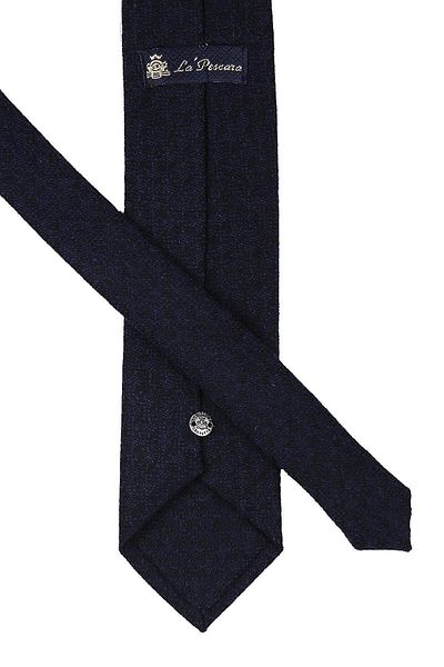 Kravatkolik Black - Navy Blue Classic Tie with Wool Handkerchief Kk9044