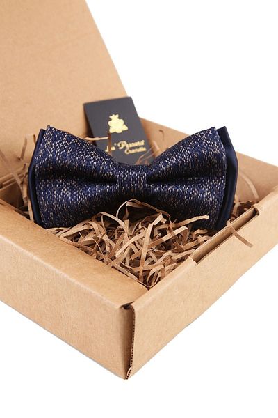 Kravatkolik Men's Navy Blue Sand Pattern Bow Tie