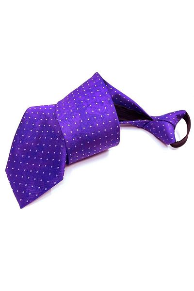 Kravatkolik Lilac Polka Dot Pattern Handkerchief Zippered Tie Frmr05