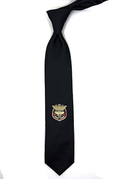 La Pescara Черна вратовръзка с печатен герб Kk11707