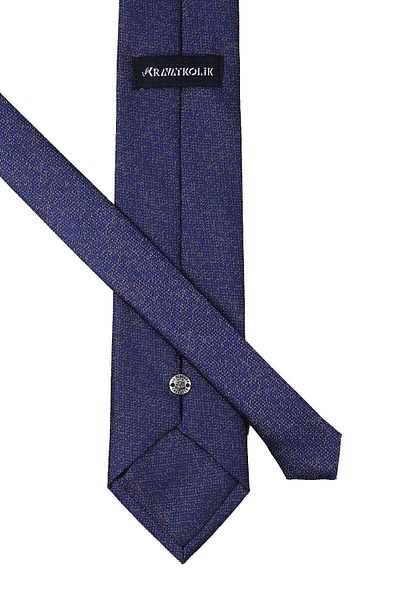 Kravatkolik Navy Blue Sand Pattern Classic Tie with Handkerchief Kk10204
