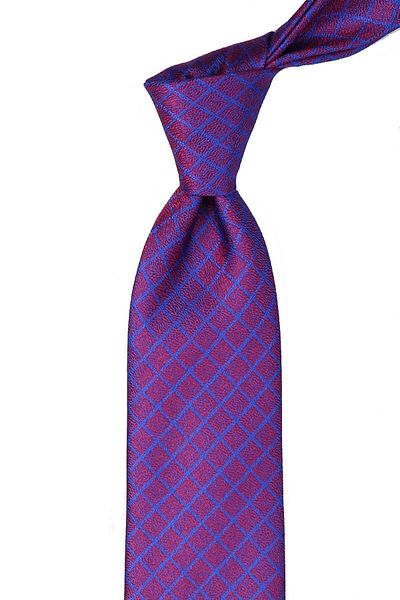 Kravatkolik Classic Tie with Red Plaid Pattern Handkerchief