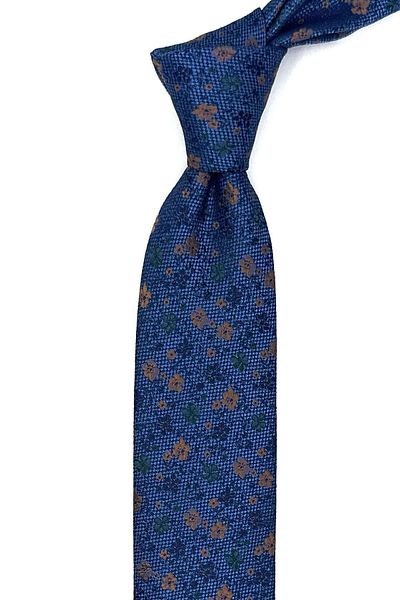 Kravatkolik Blue Flower Pattern Thin Tie SK7935
