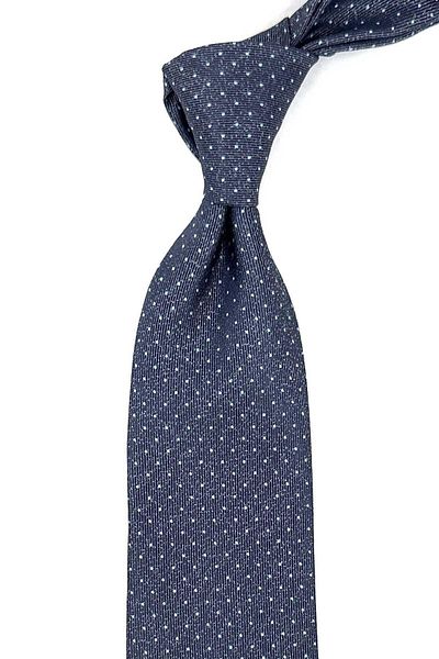 Kravatkolik Gray - Blue Dot Pattern Classic Tie with Handkerchief KK12481