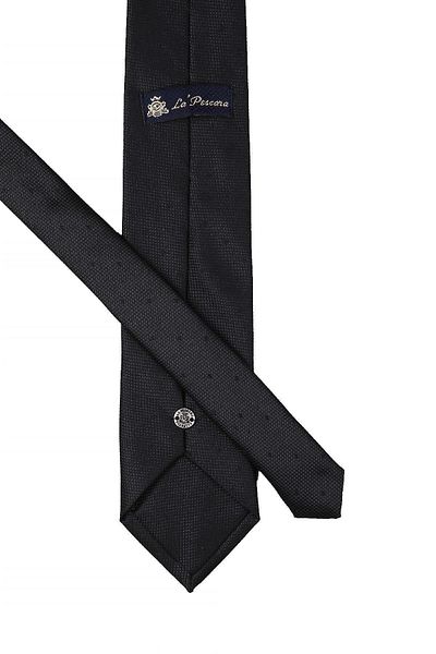 Kravatkolik Men's Black Classic Necktie with Self Pattern Handkerchief Kk10688
