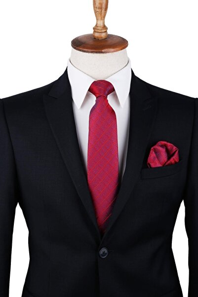 Kravatkolik Ανδρική κλασική γραβάτα με μοτίβο κόκκινης γραμμής Kk9936