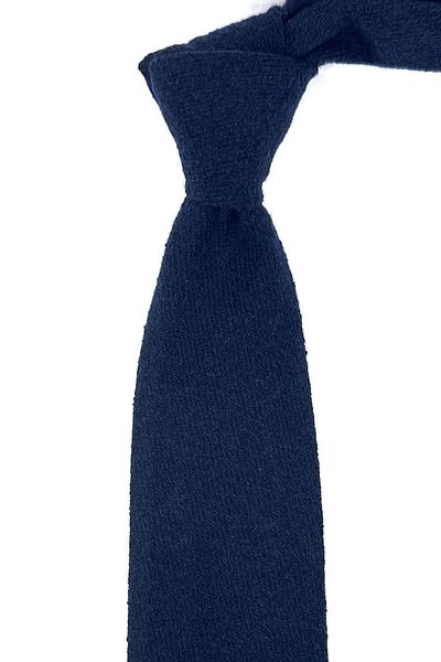 Kravatkolik Navy Blue Plain Pattern Classic Wool Tie with Handkerchief KK12107