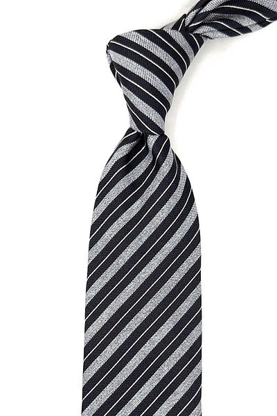 Kravatkolik Italian Silk Tie - Grey Black Line Pattern,IK1656