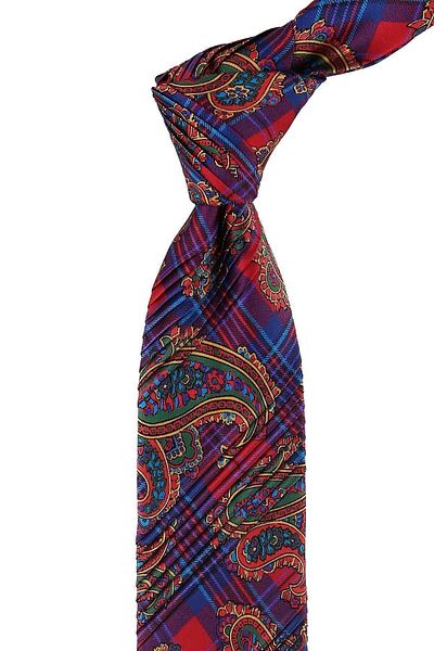 Kravatkolik Multicolored Shawl Pattern Pleated Silk Tie Est142