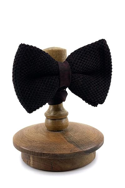 Kravatkolik Black - Claret Red Knitted Bow Tie GRAP144