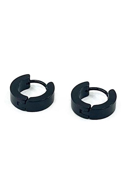 Kravatkolik Black Round Unisex Earrings EAR20