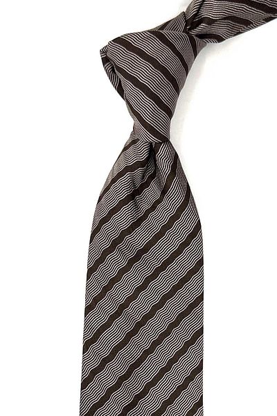 Kravatkolik Italian Silk Tie - Brown Line Pattern, IK1668