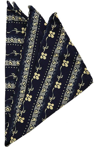 Store Navy Blue Motif Print Silk Handkerchief SPS235