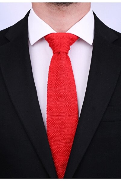 La Pescara Red Plain Knit Tie 8038