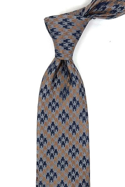 Kravatkolik Classic Necktie with Gray Motif Pattern Handkerchief KK12027