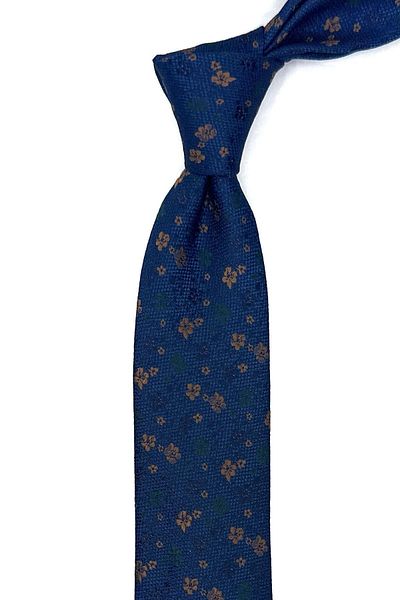 Kravatkolik Navy Blue Flower Pattern Thin Tie SK7941