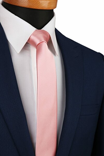 La Pescara Men's Powder Satin Plain Very Thin Tie UST05 KRVT8690002222037