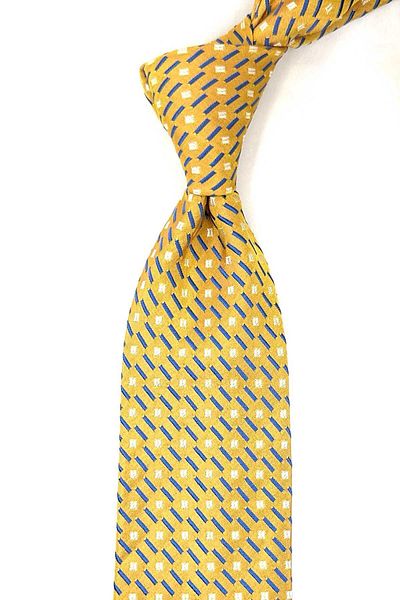Kravatkolik Italian Silk Yellow Tie - Small Pattern, iK1680
