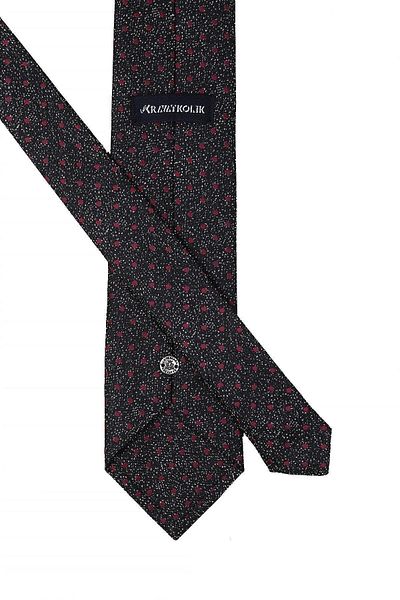 Kravatkolik Men's Black Polka Dot Pattern Classic Necktie with Handkerchief Kk10500