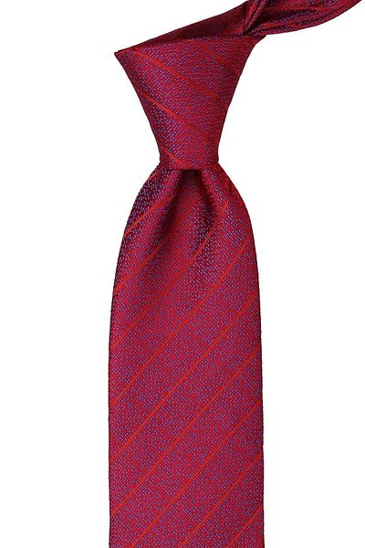 Kravatkolik Men's Red Line Pattern Classic Necktie with Handkerchief Kk9936