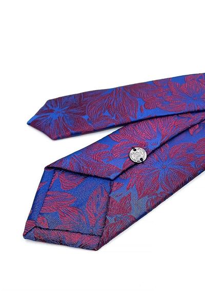 Kravatkolik Burgundy Flower Pattern Thin Tie