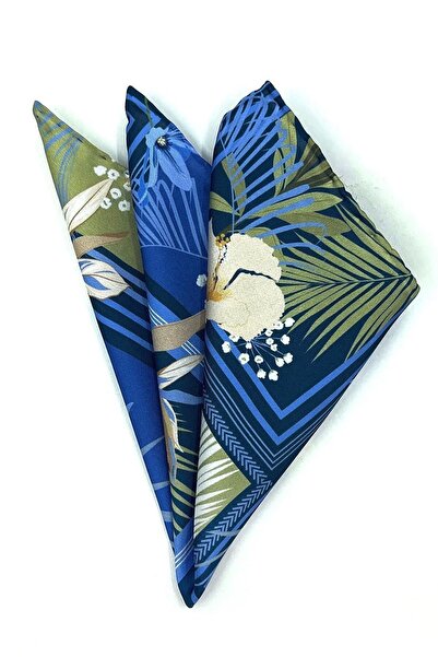 La Pescara Синя квадратна квіткова візерункова чоловіча кишенькова хустинка Sps558-34