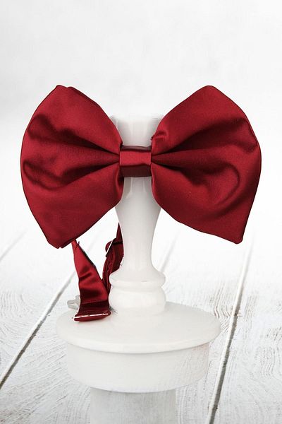 La Pescara Claret Red Large Satin Bow Tie SP37