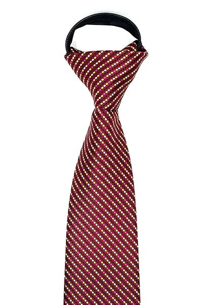 Kravatkolik Red Line Pattern Zippered Tie with Handkerchief Frmr02