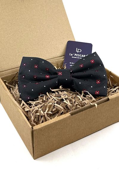 Kravatkolik Black Small Pattern Large Bow Tie P1824