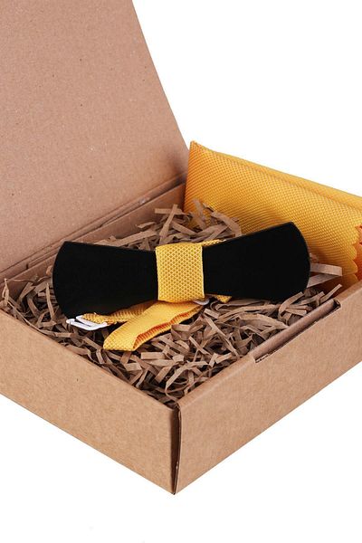 Kravatkolik Yellow Wooden Bow Tie Ahp391