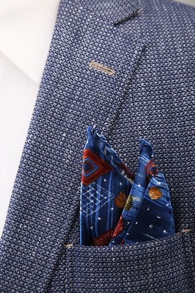 La Pescara Чоловіча шовкова хустинка з синім принтом SPS379 KRVT8690002221755