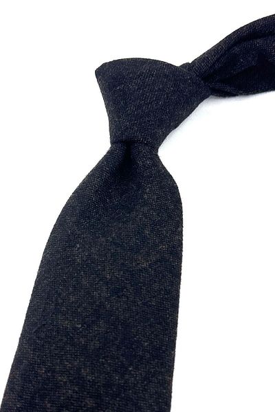 Kravatkolik Brown - Black Sand Pattern Classic Wool Tie KK12124