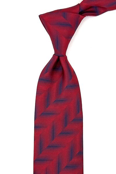 Kravatkolik Classic Tie with Red Motif Pattern Handkerchief Kk11325