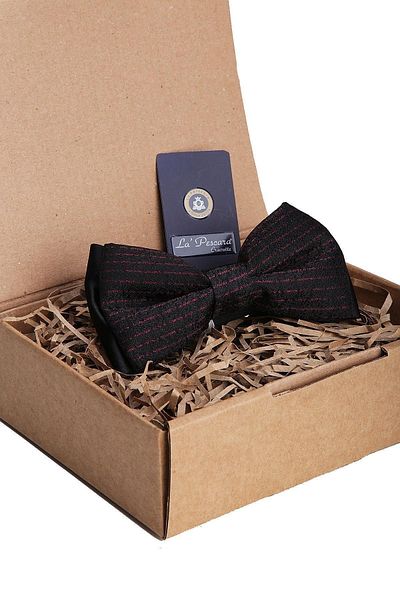 Kravatkolik Black Line Pattern Bow Tie P1309