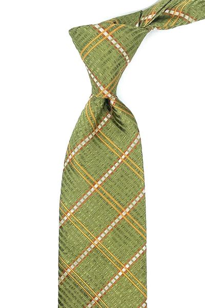 Kravatkolik Gasperino Style Green Plaid Pattern Italian Silk Tie Ik1323