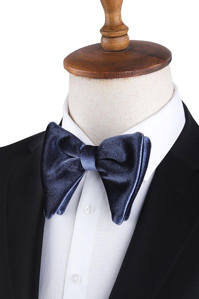 Kravatkolik Smoked Large Velvet Bow Tie P1697