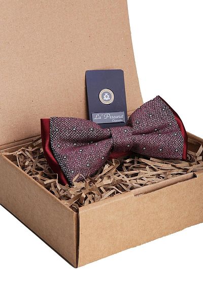 Kravatkolik Claret Red Small Pattern Bow Tie P1272