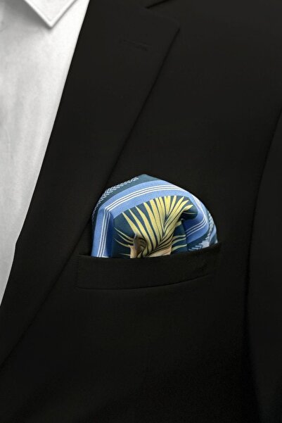 La Pescara Синя квадратна квіткова візерункова чоловіча кишенькова хустинка Sps558-34