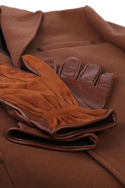Kravatkolik Brown Men's Leather - Suede Gloves El17