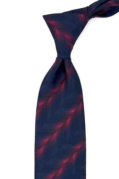 Kravatkolik Navy Blue Motif Pattern Classic Tie with Handkerchief Kk11328