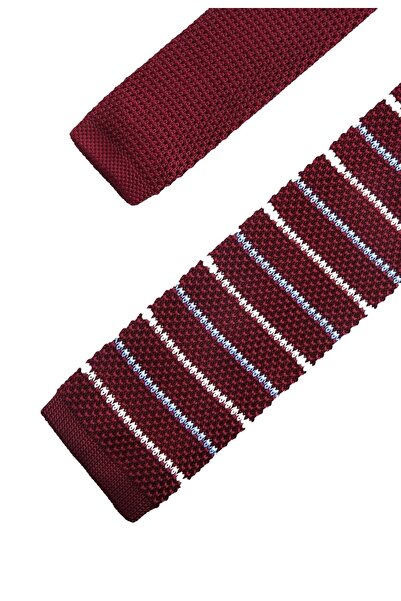 La Pescara Πλεκτή γραβάτα με ρίγες μπορντό 8194