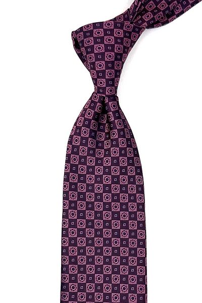 Kravatkolik Fuchsia Patterned Classic Tie with Handkerchief - KK12603
