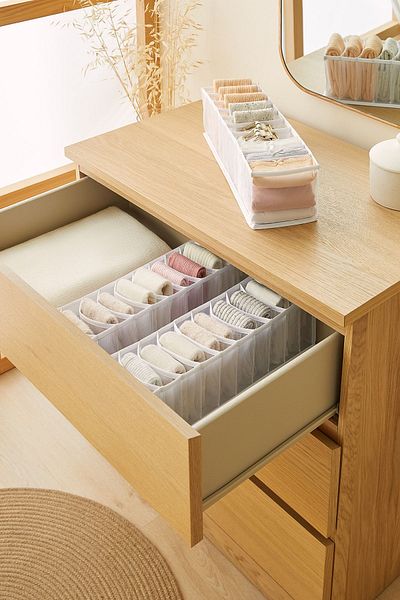 Ocean Home Textile 3 Pieces 10 Compartments Closet Drawer Inside Accordion Type Folding Laundry Organizer
