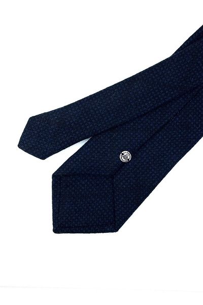 Kravatkolik Classic Wool Tie with Navy Blue Handkerchief Kk10870
