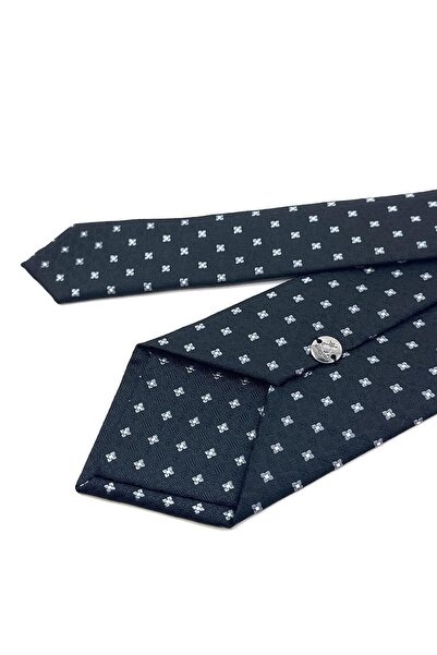 La Pescara Черна класическа вратовръзка с мотив на кърпичка - KK11860