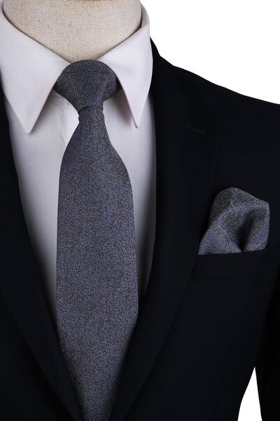 Kravatkolik Gri - Коричневий ремінь з візерунком Mendilli Klasik Краватка Kk10511