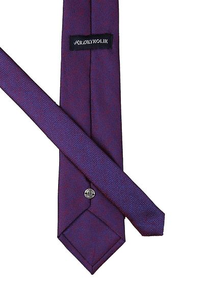 Kravatkolik Claret Red - Blue Sand Pattern Classic Tie with Handkerchief Kk10244