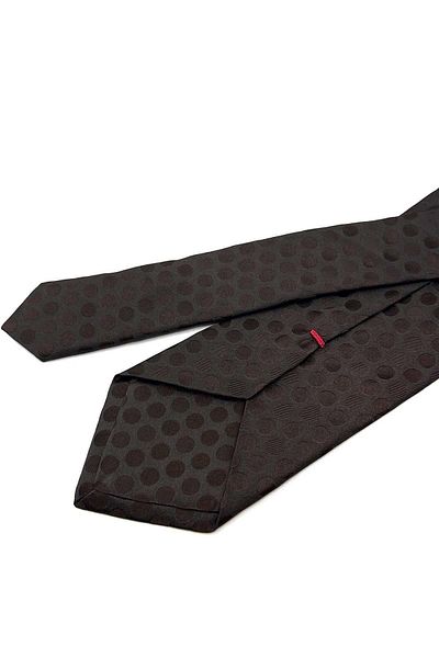 Kravatkolik Hualapai Style Brown Polka Dot Pattern Italian Silk Tie İK1613